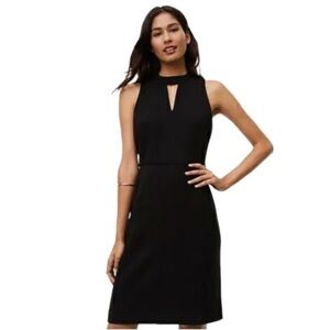 Ann Taylor TALL LONG Dress High Neck Cut Out Sleeveless Key Hole Career Stretch